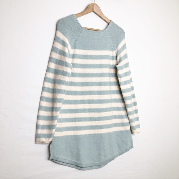 Free people, beach, striped blue/cream knit tunic - Picture 3 of 8
